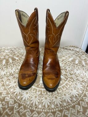 Durango Tan Leather Western Cowboy Boots with Stitch Detail